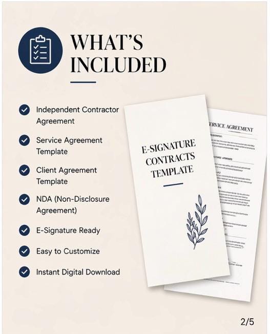 E-signature Contract Template | Editable Agreement | Digital Contract ...