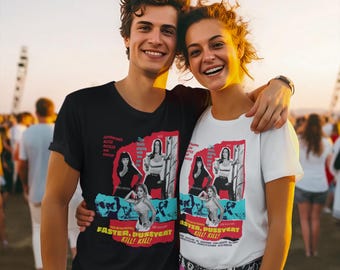 Camiseta Faster Pussycat de algodón suave, ideal como regalo para amantes del cine.
