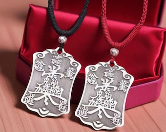 Handcrafted Silver Taoist Wealth God Amulet Necklace: Home Protection-Customizable Consecration Service