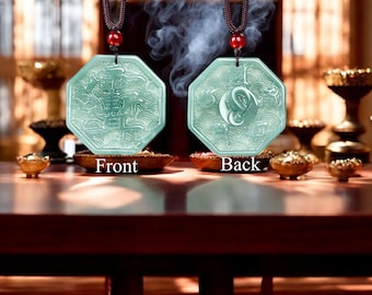Natural Jade Taoist Talisman Pendant Necklace: Spiritual Amulet-Customizable Consecration Service