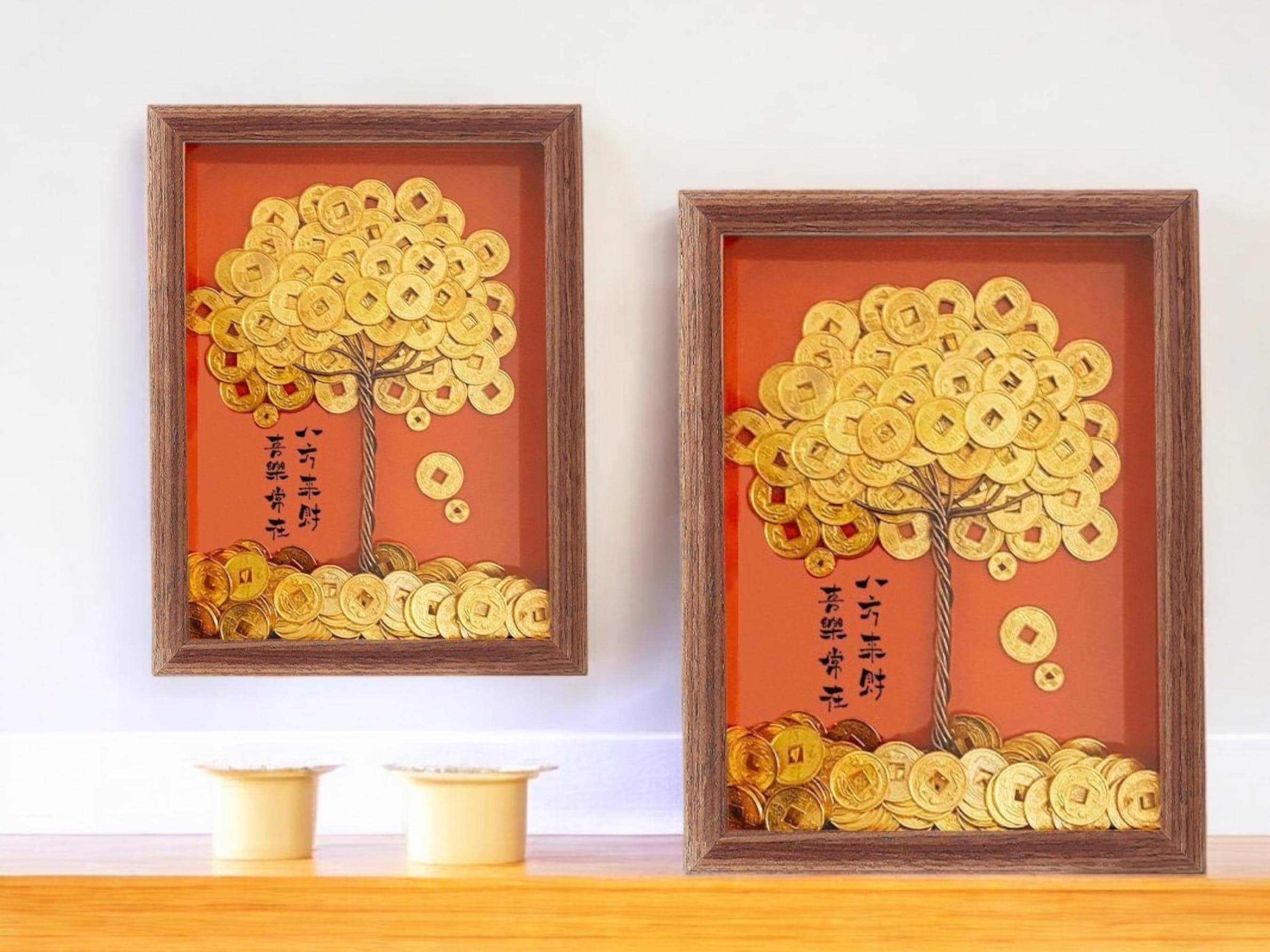 中国風の金のなる木フレーム - 風水富貴アート、繁栄の贈り物 - カスタマイズ可能な奉納サービス - Etsy 日本