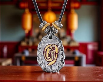 Golden Light Mantra Taoist Pendant: Sterling Silver Amulet Necklace-Customizable Consecration Service