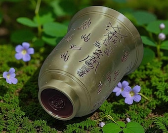 Copa de agua taoísta de cobre hecha a mano: Ritual chino de bendición y protección - Servicio de consagración personalizable