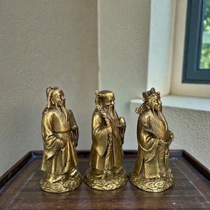 Conjunto de estatuas de cobre Fu Lu Shou / Dioses taoístas de la bendición