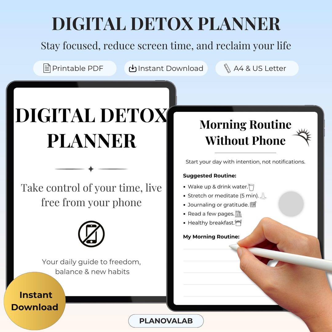 Digital Detox Planner Screen Time Tracker Phone Addiction Journal 