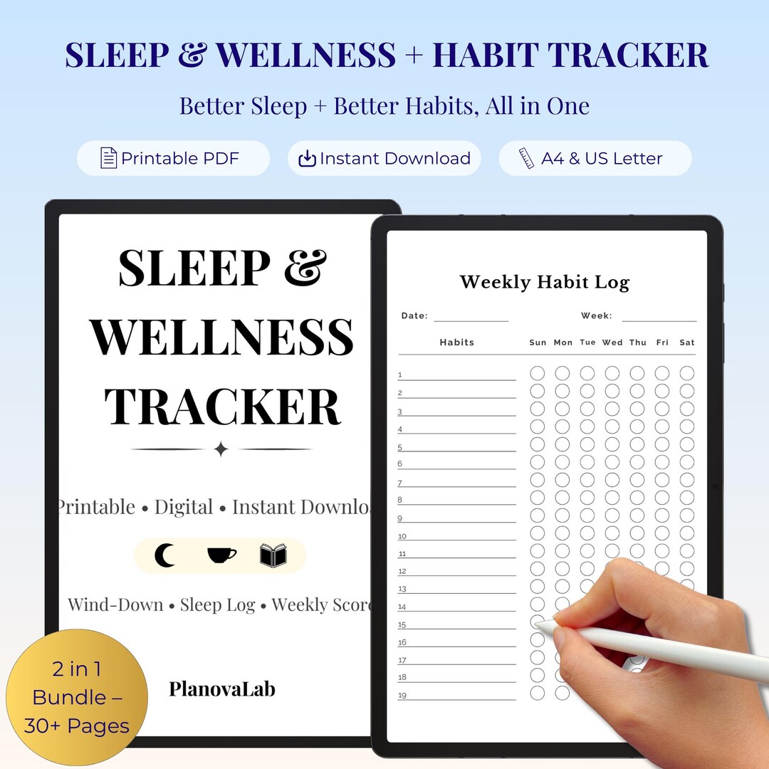 Sleep & Habit Tracker Bundle | Wellness and Digital Planner (printable ...