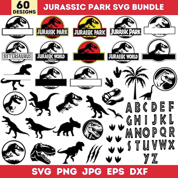 60 Jurassic Park Svg Png Bundle, Dinosaur Svg Png, Jurassic Park Clipart, Jurassic World Park Dxf Svg Png, Cricut Cut Files,Digital Download