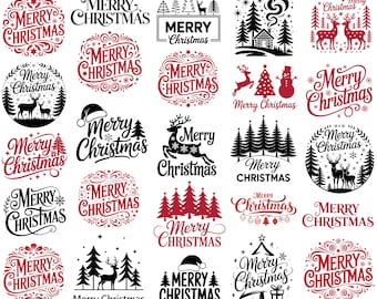 Merry Christmas Text SVG Bundle, Merry Christmas Svg,Christmas Quotes & Sayings SVG,Holiday Cut Files for Cricut Silhouette,Instant Download
