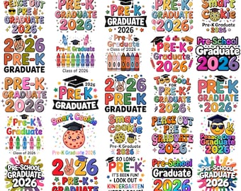 Pre-K graduierte 2026 PNG-Bundle, so Long Pre-K-Shirt-Design, Vorschul-Abschluss Png, Kinder Schulabschluß Sublimationsdateien, digitaler Download