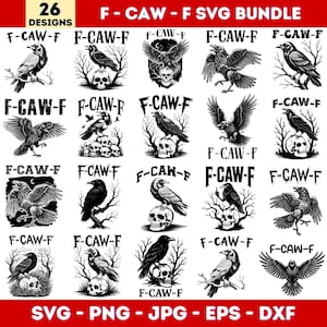 F-Caw-F-Svg-Png-Bundle, lustige gotische Rabenkunst, Krähe-Svg-Design, Vögel svg, dunkler Vogel-Humor svg, lustige Raben-Svg, digitaler Download