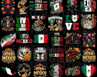 100 Viva Mexico Png-Bundle, mexikanischer Unabhängigkeitstag, Clipart, Cinco De Mayo, Sublimationsdesigns, Fiesta Party, digitaler Download,