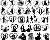 Wedding Couple SVG Bundle, Heart Silhouette SVG, Bride and Groom SVG, Wedding Love svg, Cricut Silhouette Cut Files, Instant  Download