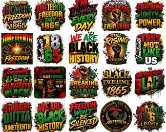 20 Juneteenth T-Shirt PNG Bundle, Schwarze Freiheit Designs, Juneteenth Png-Dateien, Afrocentric Black Geschichte Digitaler Download, Sublimation
