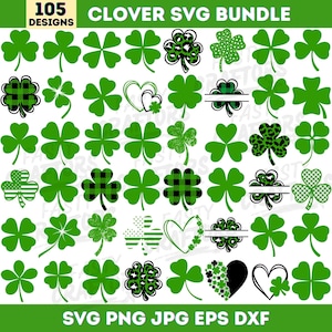 Paquete SVG PNG de trébol, SVG de hoja de trébol, Diseño de Cricut para el Día de San Patricio, Clipart de trébol de la suerte, Trébol PNG, Cricut, Descarga digital
