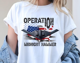 Operation Midnight Hammer PNG, Patriotic Stealth Bomber Design, USA Flag Military Shirt, Air Force Veteran Gift, USA Independence Day , 4th