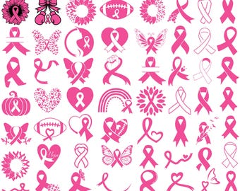 Rosa Schleife Brustkrebs Bewusstsein SVG Bundle, Brustkrebs SVG, Bewusstseinsband SVG, Brustkrebs, rosa Schleife, digitaler Download, Silhouette