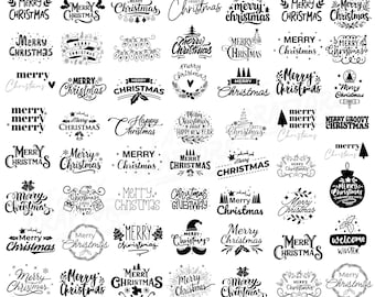 Merry Christmas Text Svg Bundle, Christmas Quote Svg, Holiday Lettering Svg Designs, Cricut Silhouette Cut Files,Instant Download
