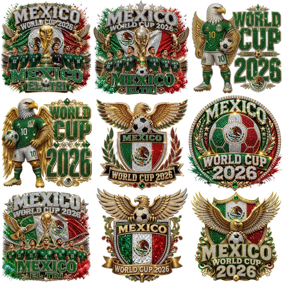 10+ Design Files Mexico World Cup 2026 PNG Bundle, Soccer Clipart, Football Fan Design, Me
