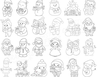 Süße Weihnachtstiere SVG Bundle, Kawaii Urlaub Tiere SVG, Weihnachten Clipart, Winter Tiere Png, Silhouette, Sofort Download