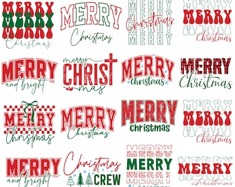 Merry Christmas Text Svg Bundle, Christmas Quote Svg, Holiday Lettering Svg Designs, Cricut Silhouette Cut Files, Instant Download