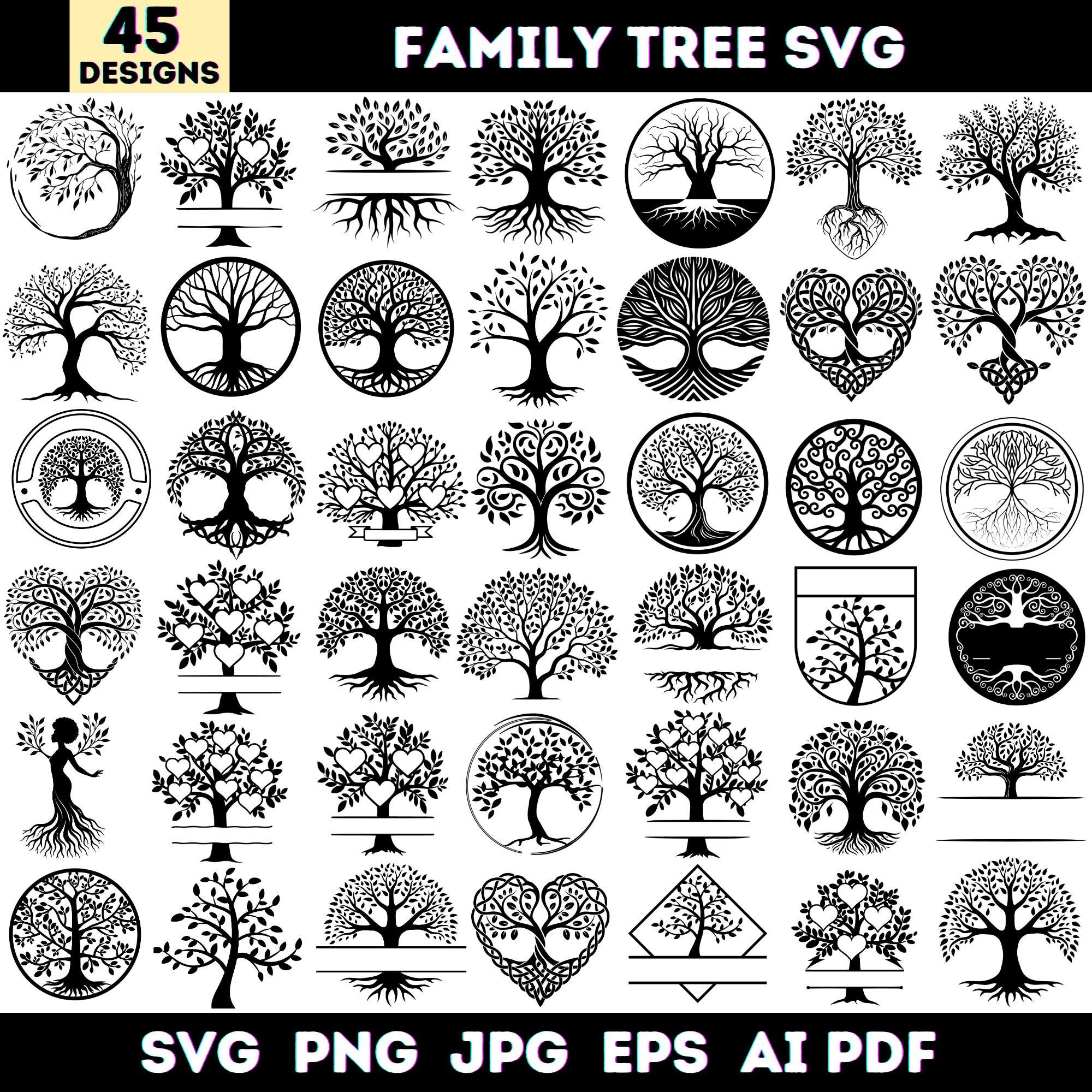 Family of 5 silhouette - Etsy België, image size:2000x2000