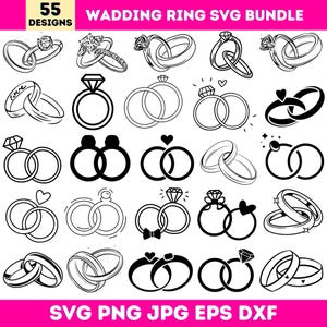 Wedding Ring SVG Bundle, Engagement Ring SVG, Diamond Ring SVG, Bride and Groom Vector, Wedding svg,Marriage Cut Files for Cricut Silhouette