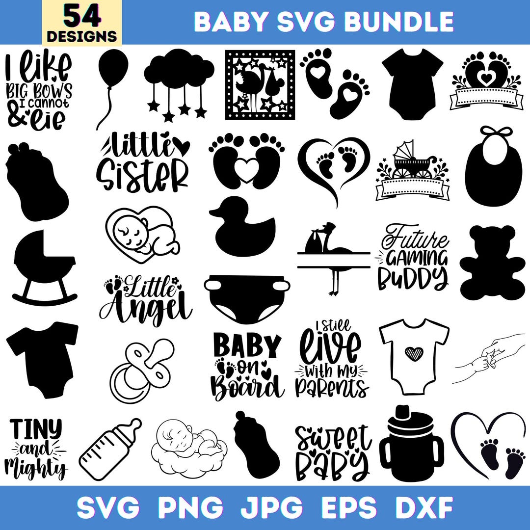 54 Baby SVG Bundle Cute Baby Quotes Baby Shower Clipart Newborn Cut ...