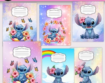 Lilo And Stitch Composition Notebook Cover | Back To School Printable | Stitch Composition Book Covers | Canva Editable | Instant Download