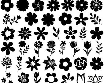 45 Cute Flowers Svg Png Mega Bundle, Flower Svg, Flowers Svg, Flower Designs For Shirts, Flower Cut Files,  Vector Files, Cricut, Svg, Png