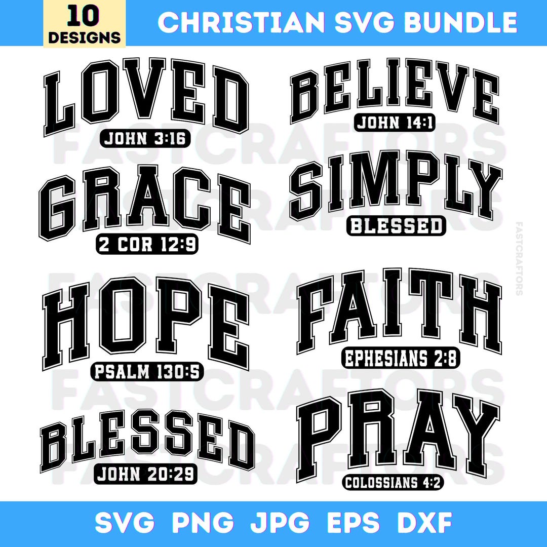 Christian Svg Bundle, Bible Verse Svg, Faith Hope Love Pray Blessed ...