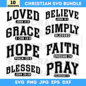 Christian Svg Bundle, Bible Verse Svg, Faith Hope Love Pray Blessed Grace Scripture Cut Files, Silhouette Religious Quotes, Instant Download