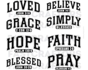 Christian Svg Bundle, Bible Verse Svg, Faith Hope Love Pray Blessed Grace Scripture Cut Files, Silhouette Religious Quotes, Instant Download