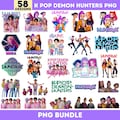 Huntrix Kpop Demon Hunters Png Bundle, Kpop Idol Group Png Design, Girl Dinner Png, Saja Boys Girls Bands Png, Huntrix Fans, Sublimation