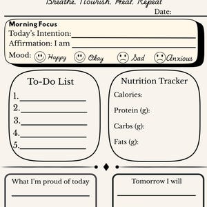 Daily Wellness Planner Printable | Self-Care Routine Tracker | Morning & Evening Reflection PDF | Instant Download