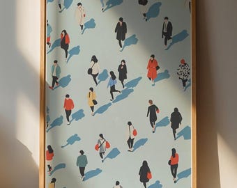 Lámina decorativa de pared con figuras coloridas para una decoración moderna del hogar.
