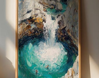 Impresionante lámina decorativa de cascada para pared / Decoración vibrante para el hogar, ideal para tu sala de estar u oficina.