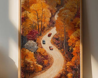 Lámina decorativa "Camino de Otoño" - Decoración colorida para espacios acogedores