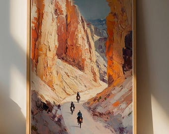 Impresionante lámina decorativa para pared: Jinetes del desierto para una decoración rústica del hogar.