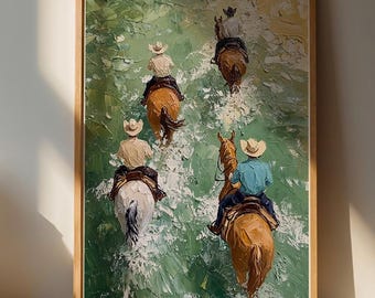 Lámina decorativa de pared con diseño de aventura a caballo rústica: decoración de alta calidad para amantes de la naturaleza.
