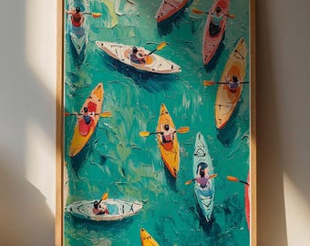 Lámina decorativa de kayak vibrante / Decoración colorida para espacios llenos de vida