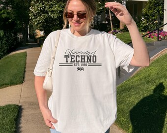 Techno University Tee - Funny EDM Music Festival Rave Shirt