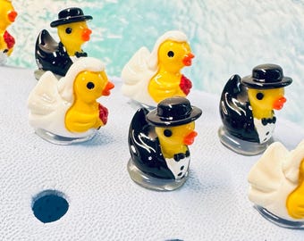 Bride and Groom Shoe Charms, Bachelorette Party Ducks, Wedding Gift, Wedding Accessories, (Pack of 8)
