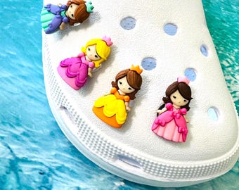 Prinzessinnen-Schuhanhänger für Clogs, Mädchenschuh-Dekoration, Schuhschmuck zum Aufschieben, Geschenk für Mädchen (4er-Pack)