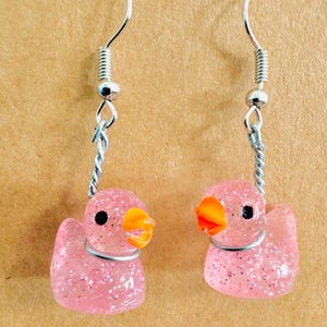 Glitter Duck Earrings, Glow in the Dark, Jeep Ducks, Cruise Ducks, Hanging Earring, Birthday Gift, Kid Gift, Summer Jewlery, Coastal Jewelry