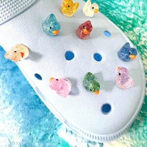 Sparkle Duck Shoe Charms, Fun Shoe Accessories, Glow in the Dark Jibbitzs, Shoe Jewlery, Cute Gifts, Children Gifts, Birthday Gift, Ducks,  Croc charms, crocs