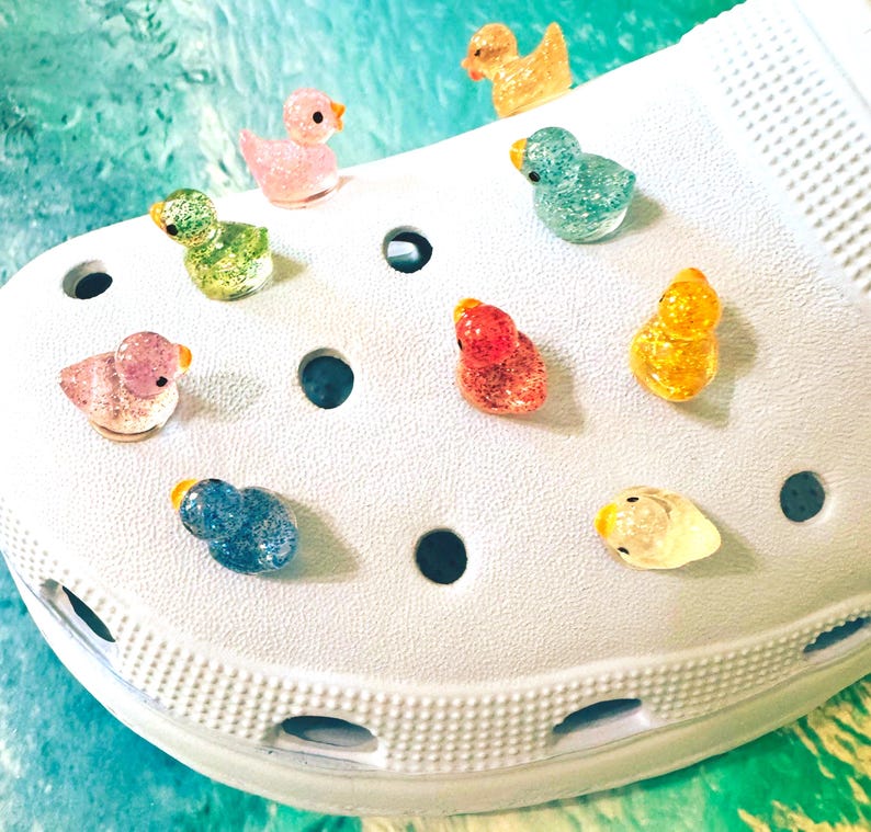 Sparkle Duck Shoe Charms, Fun Shoe Accessories, Glow in the Dark Jibbitzs, Shoe Jewlery, Cute Gifts, Children Gifts, Birthday Gift, Ducks