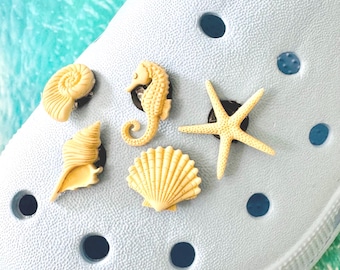 Beach Shoe Charms, Coastal Accessories, Beach Bag Charms, Shoe Jewelry, Beach Gift, (Set of 5)