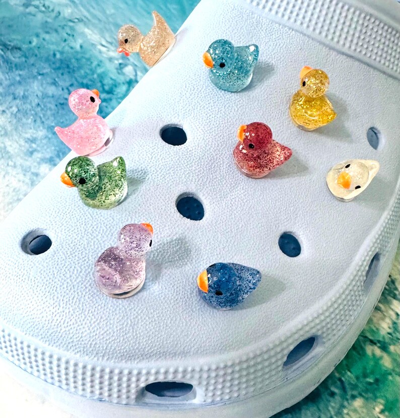 Sparkle Duck Shoe Charms, Fun Shoe Accessories, Glow in the Dark Jibbitzs, Shoe Jewlery, Cute Gifts, Children Gifts, Birthday Gift, Ducks