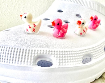 Breast Cancer Awareness Charms, Pink Ribbon Charms, Pink Ribbon Ducks, Breast Cancer Support Accessories,