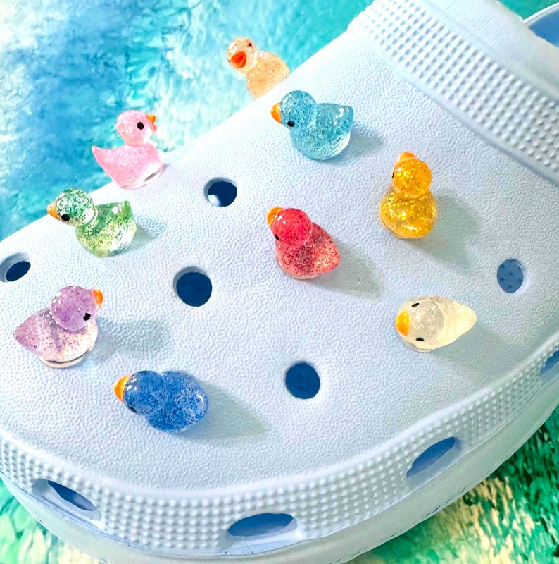 Sparkle Duck Shoe Charms, Fun Shoe Accessories, Glow in the Dark Jibbitzs, Shoe Jewlery, Cute Gifts, Children Gifts, Birthday Gift, Ducks